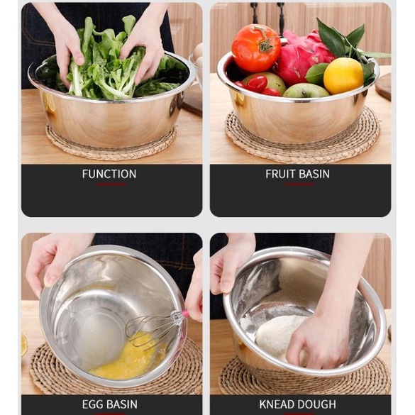 Tô trộn bột inox 304 đế bằng loại dày