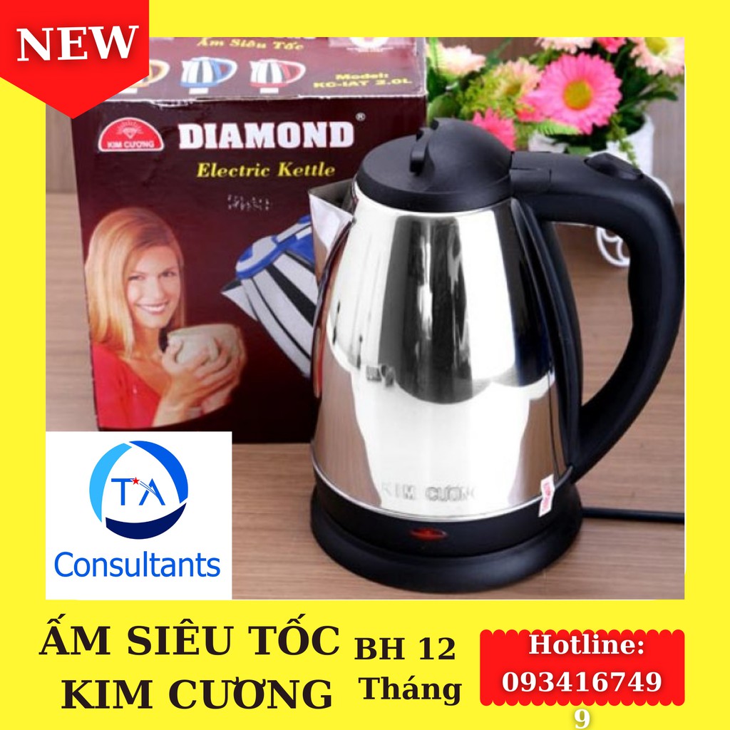 [Chính hãng] Ấm siêu tốc Kim Cương 2 Lít bảo hành 12 tháng ấm đun nước