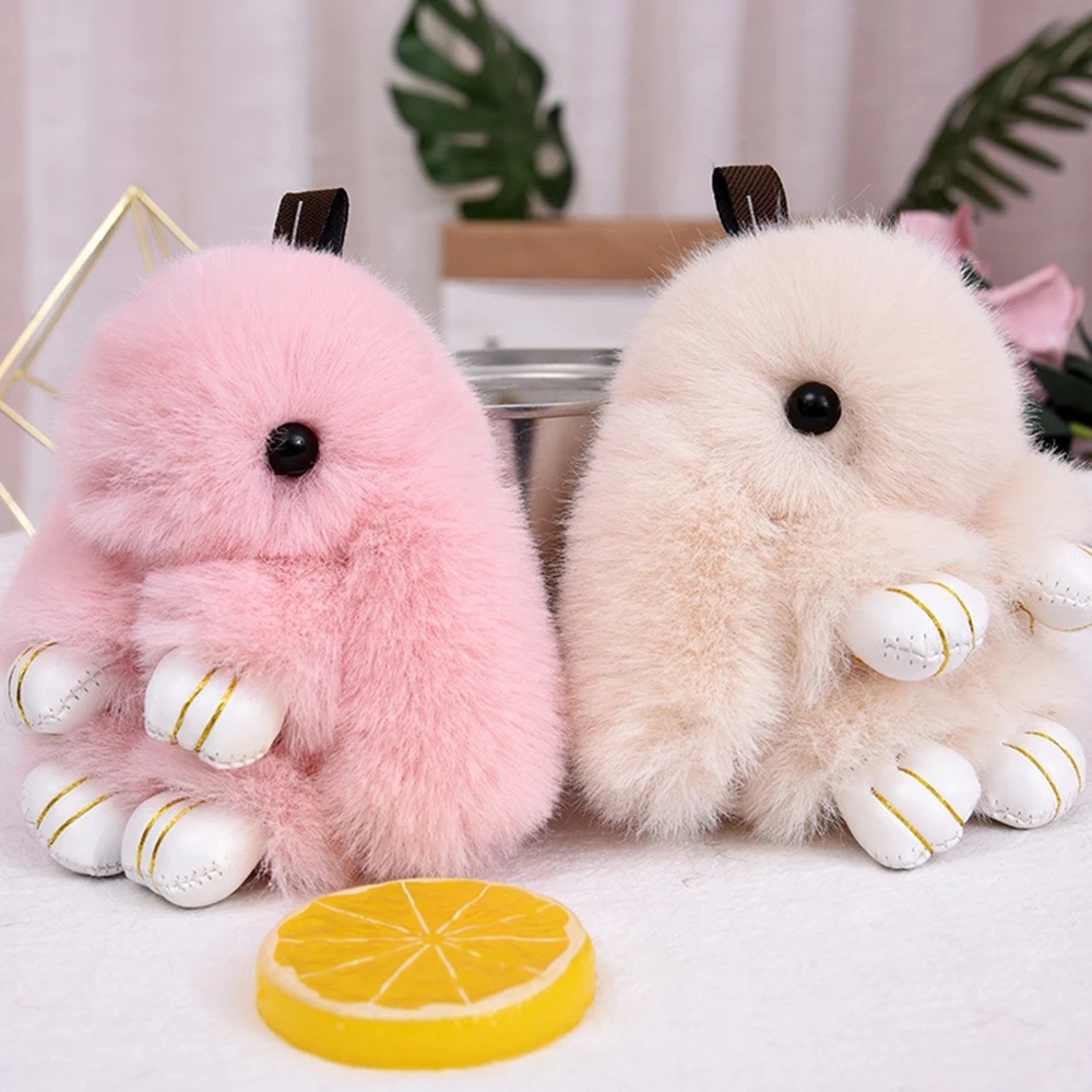 Móc khóa hình thỏ nhồi bông 14cm dễ thương dùng trang trí túi xách cho nữ
