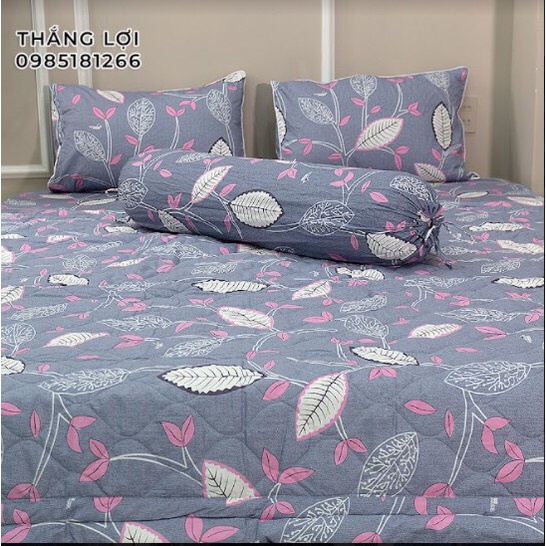 Drap Cotton 100% Thắng Lợi chính hãng Mẫu Lá Xám Hồng IN LOGO THẮNG LỢI vệ sinh dễ dàng.