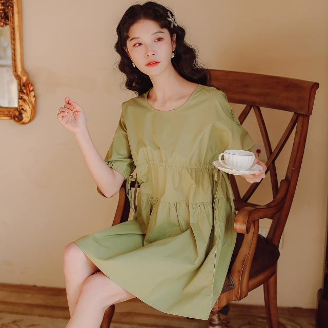 Đầm Ngắn Tay Phối Ren Xinh Xắn Dành Cho Nữ