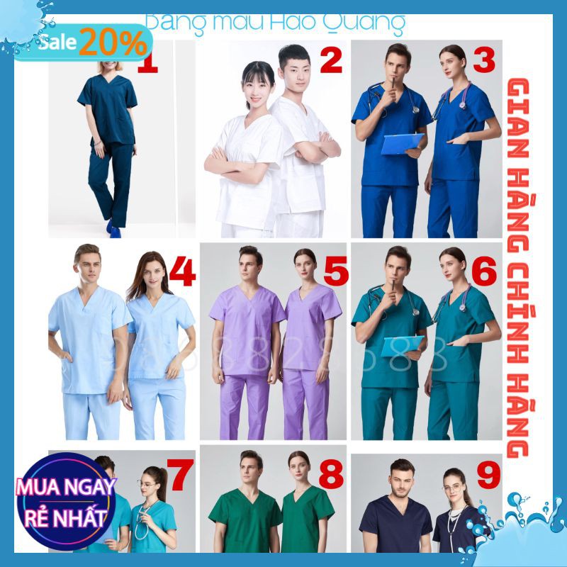 Bộ Scrubs Bác Sĩ, quần áo phòng mổ, đồng phục phẫu thuật, đồng phục spa vải cao cấp