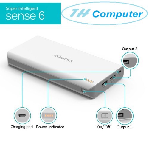 Sạc dự phòng 20.000MAH ROMOS SENSE 6Plus - CHÍNH HÃNG