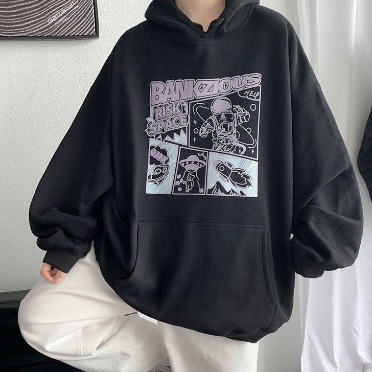 Unisex Pattern áo hoodie mũ bigsize áo hoodie form rộng thời trang hàn quốc áo khoác hoodie nam