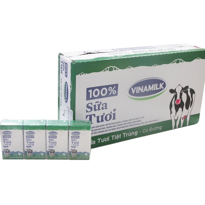 Thùng sữa tươi tiệt trùng Vinamilk Có đường hộp 110ml (48 hộp)