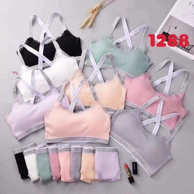 [CHUYÊN SỈ] Bộ đồ lót bra không gọng chất thun viền chữ | BigBuy360 - bigbuy360.vn