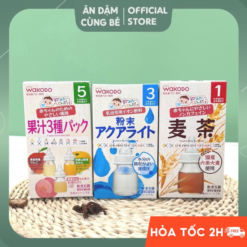 Trà Wakodo cho bé trà hoa quả lúa mạch điện giải đủ vị chất lượng cao Nhật Bản chính hãng 94152
