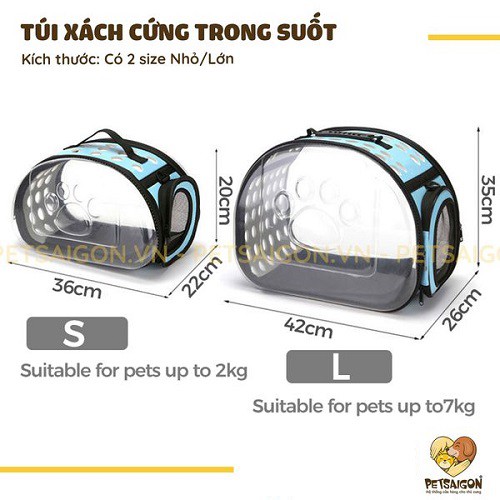 TÚI XÁCH CỨNG TRONG SUỐT CHO CHÓ MÈO