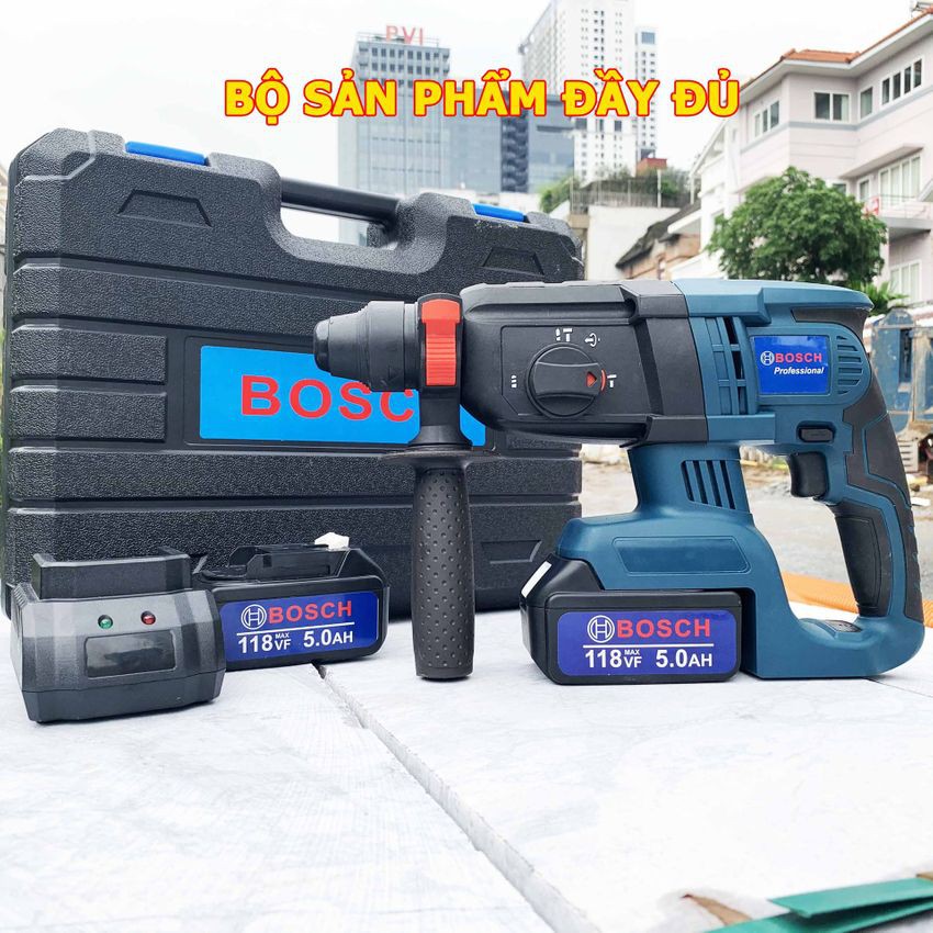 Máy khoan bê tông dùng pin BOSCH 118v 3 chức năng , máy khoan bê tông bosch, bảo hành 12 tháng