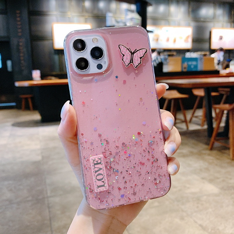 Ốp Điện Thoại Epoxy Kim Tuyến Hình Bướm 3D Cho Iphone 11 11PRO 11PROMAX 6G 6P 7G / 8G 7P / 8P X / XS XR XSMAX