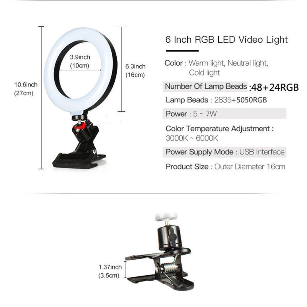 Chân Đứng Tripod 6 inch 33 RGB Có Thể Điều Chỉnh Độ Sáng