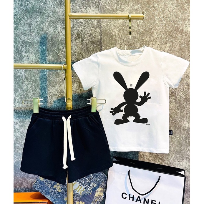 Bộ áo thun bé trai thỏ new rabbit , set quần áo trẻ em unisex , Kid_genZ