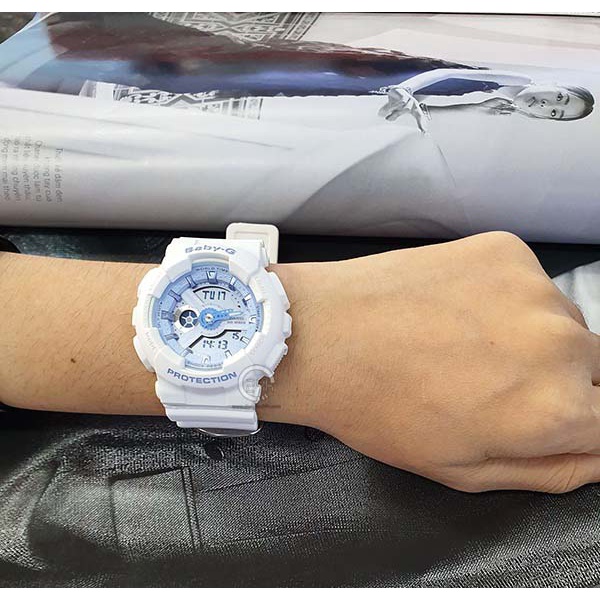 Đồng hồ Nữ Casio Baby-G BA-110 Trắng Xanh - Màu pastel nữ tính - Bảo hành 12 tháng