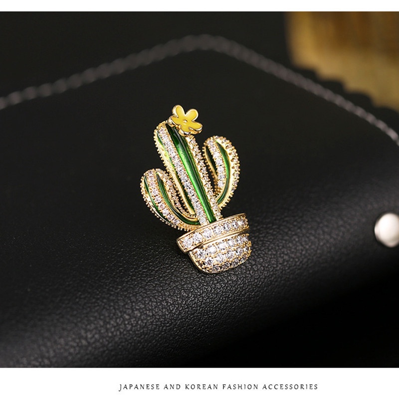 Thời trang cao cấp Kim cương Xương rồng Trâm cài áo Quần áo tinh tế Ghim cổ áo Phụ kiện nữ sang trọng Hàn Quốc