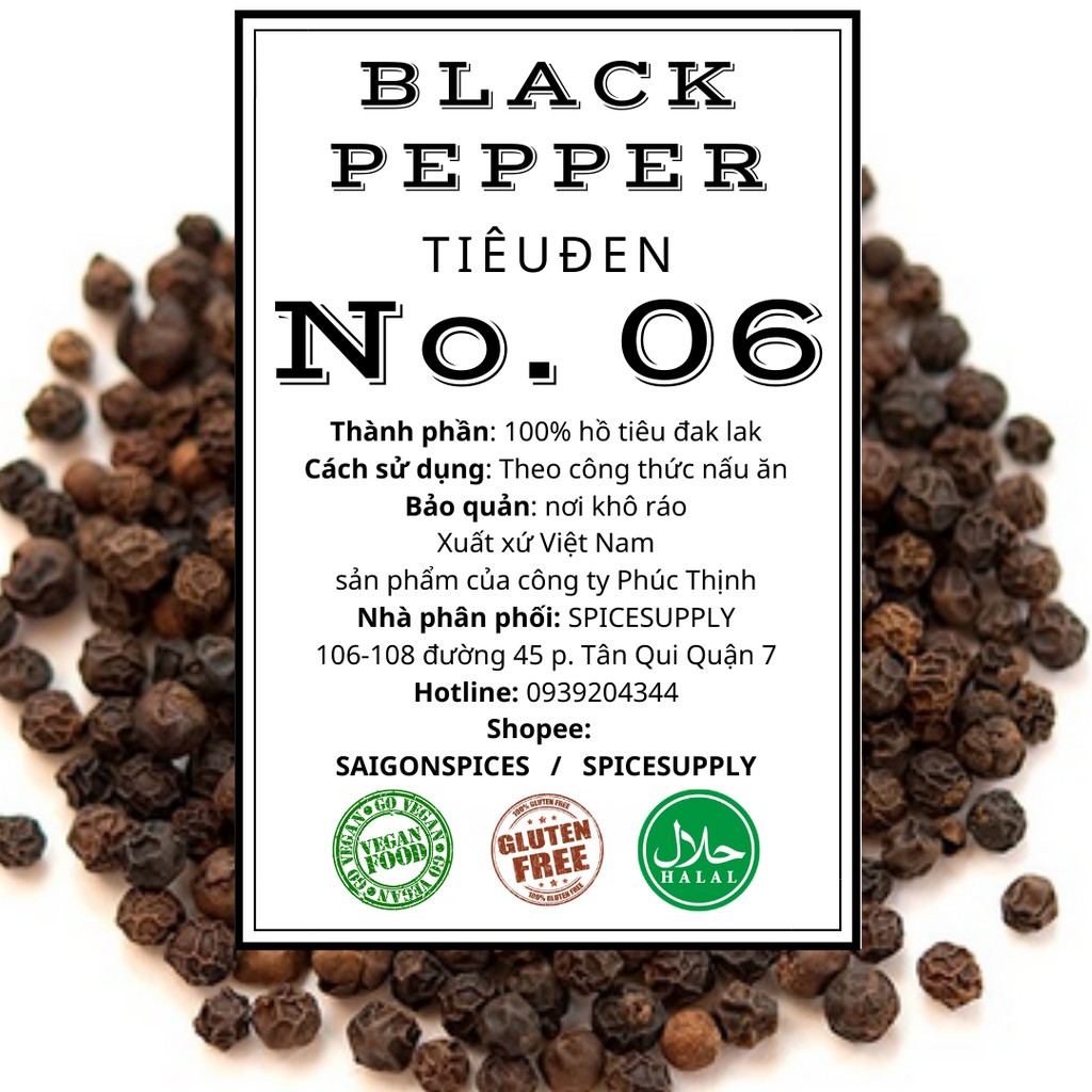 Black pepper - Tiêu đen SPICESUPPLY Việt Nam thơm cay Hồ Tiêu sạch Việt Nam Hũ 70g