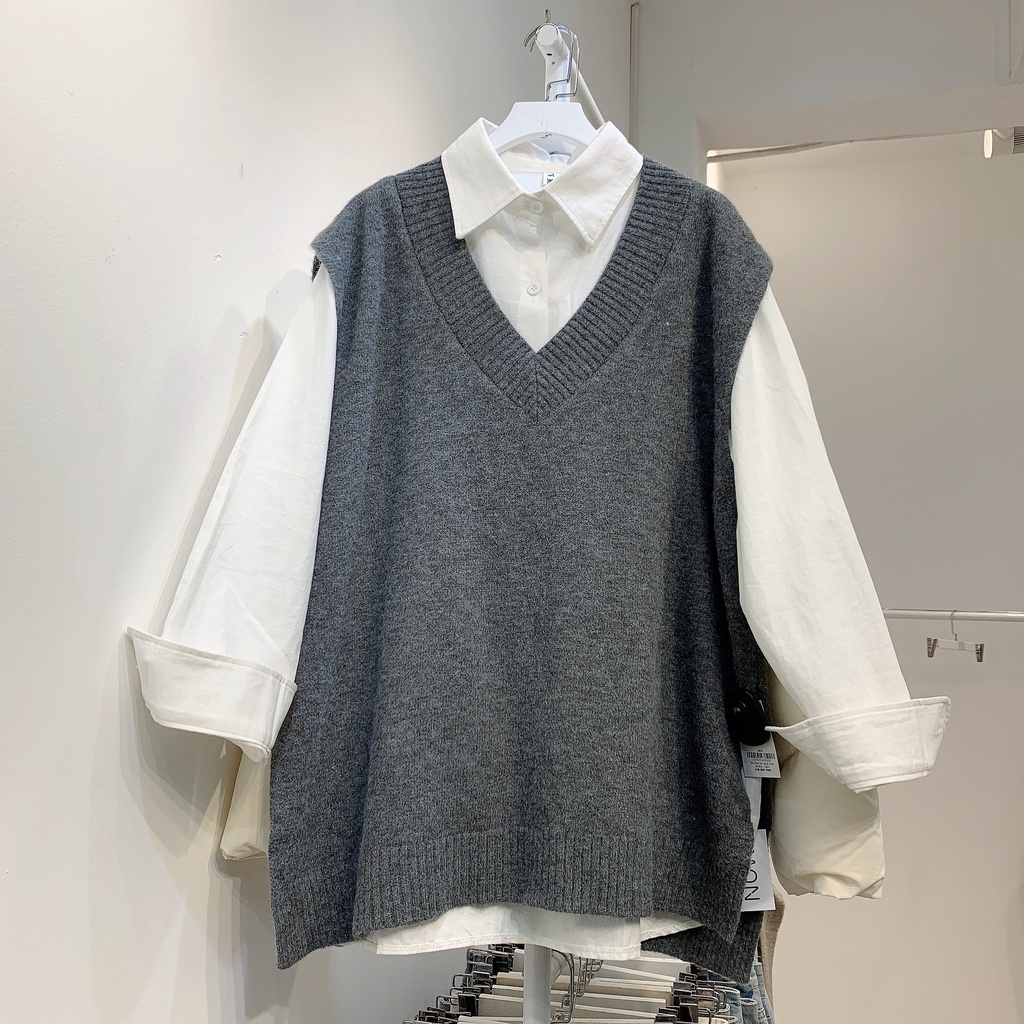 210775 Áo gile len họa tiết nữ ulzzang , áo len nữ freesize ( không kèm sơ mi ) | BigBuy360 - bigbuy360.vn