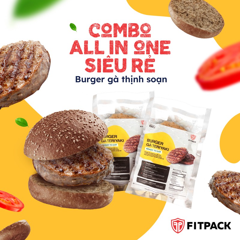 [HỎA TỐC] BURGER Gà Teriyaki ăn liền Fitpack 150g