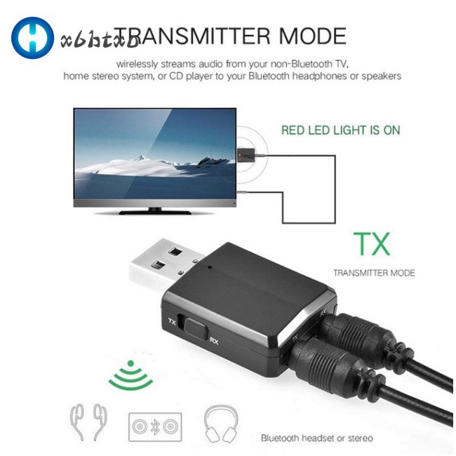 Bộ Thu Phát Bluetooth 5.0 Audio Aux Rca Usb 3.5mm 3 Trong 1 Cho Tv Pc Xe Hơi