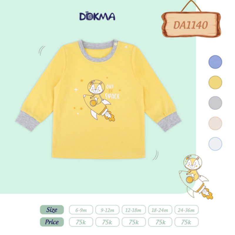 Áo dài tay cài vai cotton mỏng Dokma cho bé trai (9-36 tháng)
