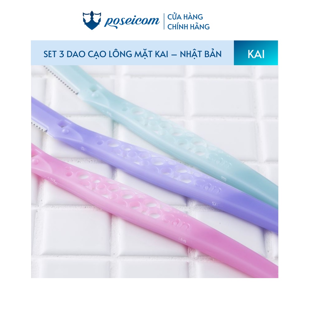 Set 3 Dao Cạo Lông Mặt Cán Dài Kai Razor Can For Women POSEICOM DC06