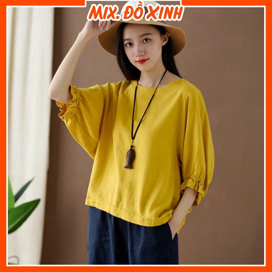 Áo kiểu nữ Hàn Quốc dáng cánh dơi, áo đũi nữ Mix. Đồ Xinh, form rộng che khuyết điểm AKH.45