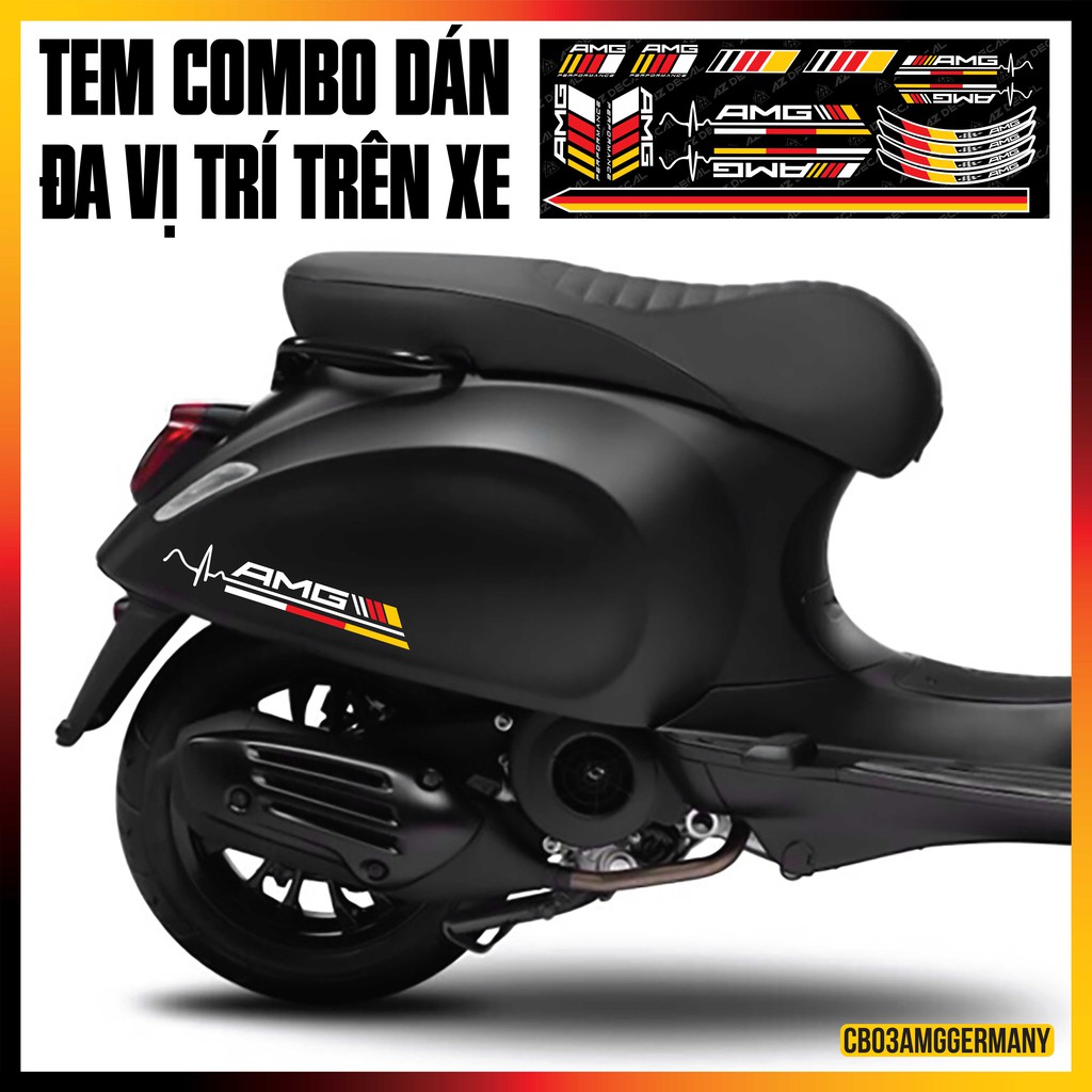 Tem Dán Đa Vị Trí Xe Máy Mẫu AMG Đức | 2CB03AMGGERMANY | Decal Dán Xe Máy, Xe Điện