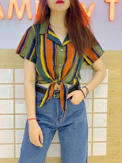 ÁO SƠ MI CỘT EO KÈM HÌNH THẬT