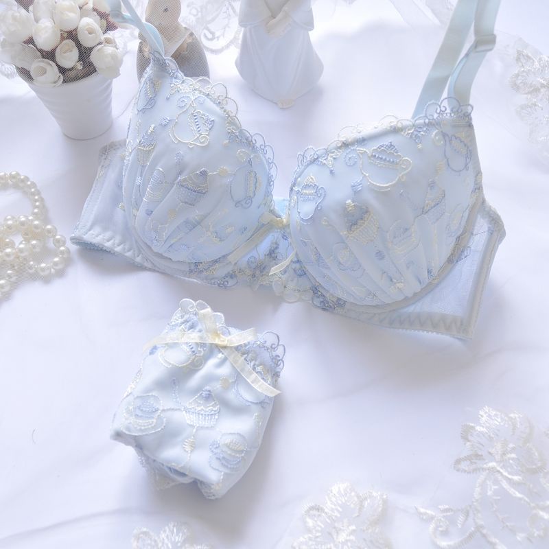 Bộ Đồ Lót Thêu Họa Tiết Xinh Xắn Theo Phong Cách Nhật Bản Dành Cho Nữ Ốp