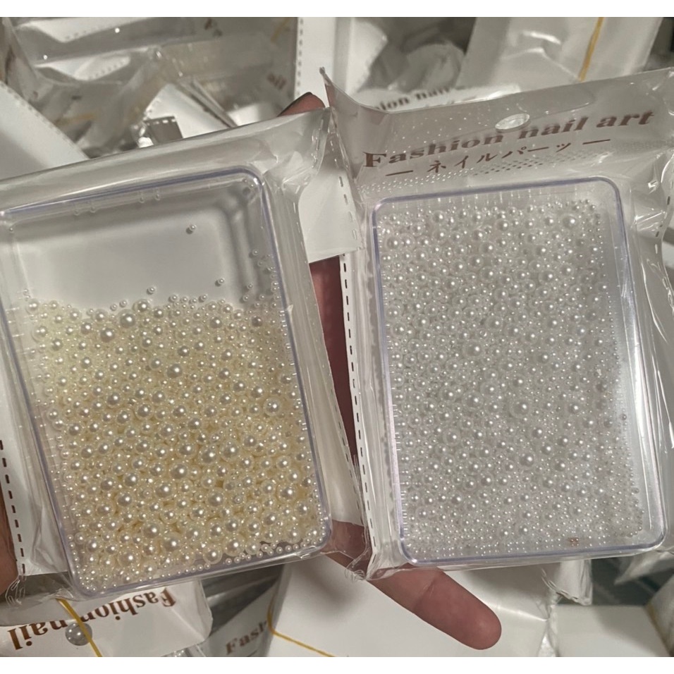 Khay Hạt Trai Tròn Set Hạt Trai Nhiều Side Nail - manh219