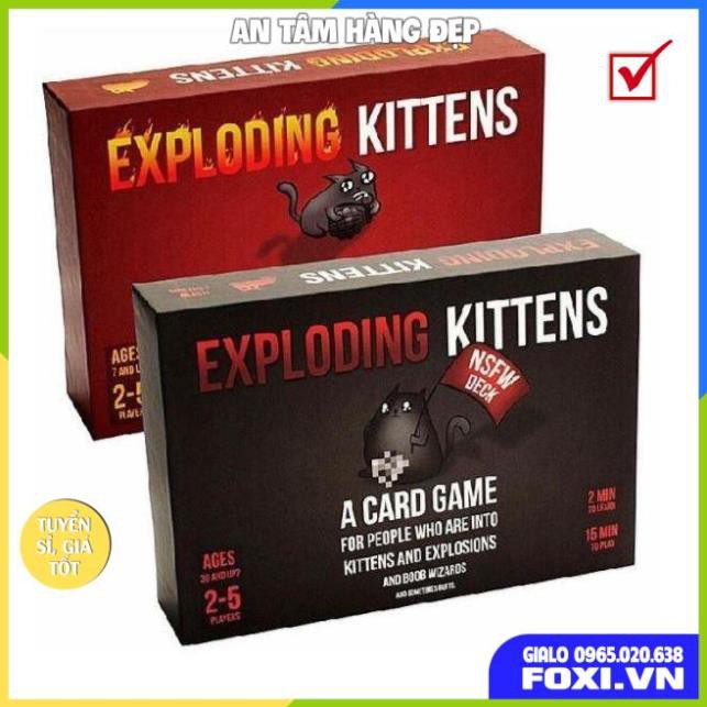 Combo Exploding Kitten-02 Bộ Mèo Nổ Màu Đỏ Và Đem Cơ Bản-Việt Hóa-Boardgame Cao cấp-Game Trí Tuệ