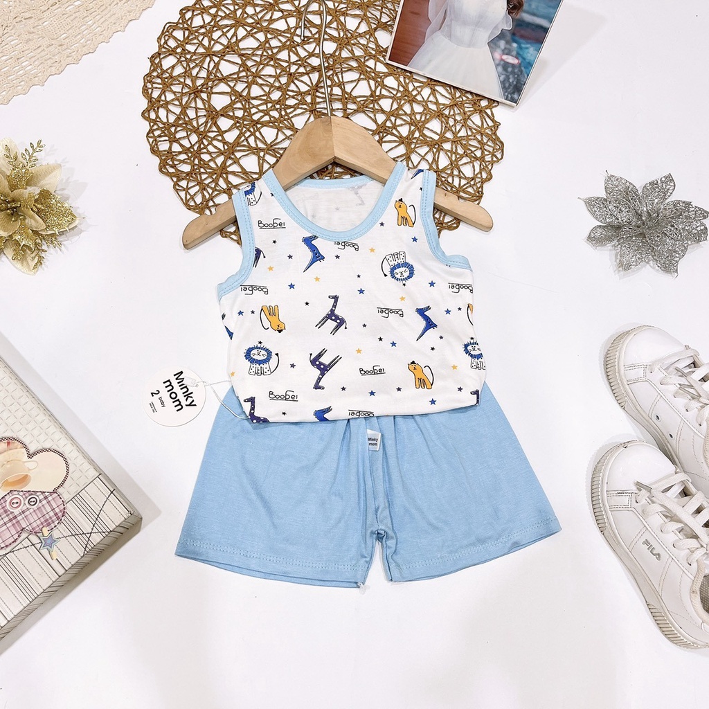 Bộ ba lỗ cho bé chất thun lạnh siêu mềm mịn cho bé size 6kg-15kg