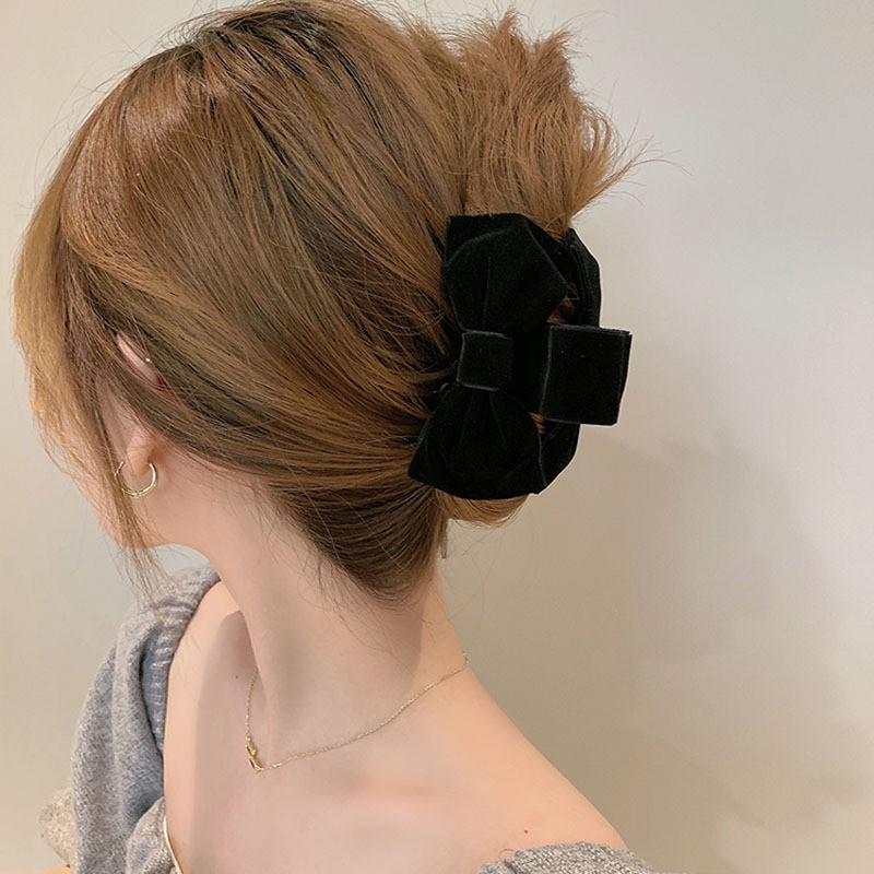 [Mã SKAMCLU8 giảm 10% cho đơn từ 100K] Kẹp càng cua nơ nhung đen sang chảnh HOT TREND