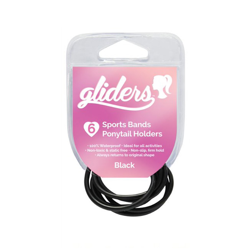 Bộ 4 dây cột tóc cao su dùng bơi lội thể thao Gliders đen, nâu, hồng, xanh dương đậm
