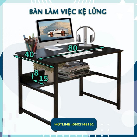 Bàn làm việc chân sắt cá tính hiện đại ( 1 Sét Bàn và Ghế ) - Bàn làm việc kệ lửng chân sắt TC039