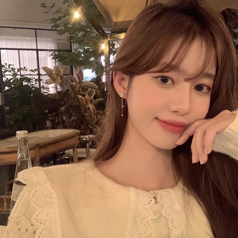 Bông Tai Mạ Bạc 925 Hình Hoa Tua Rua Đính Đá zircon Phong Cách Vintage Cho Nữ