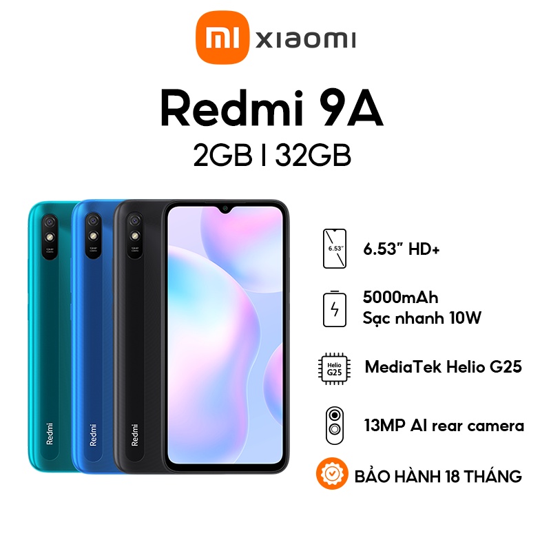 Điện Thoại Xiaomi Redmi 9A 2GB l 32GB - Màn hình lớn 6,53