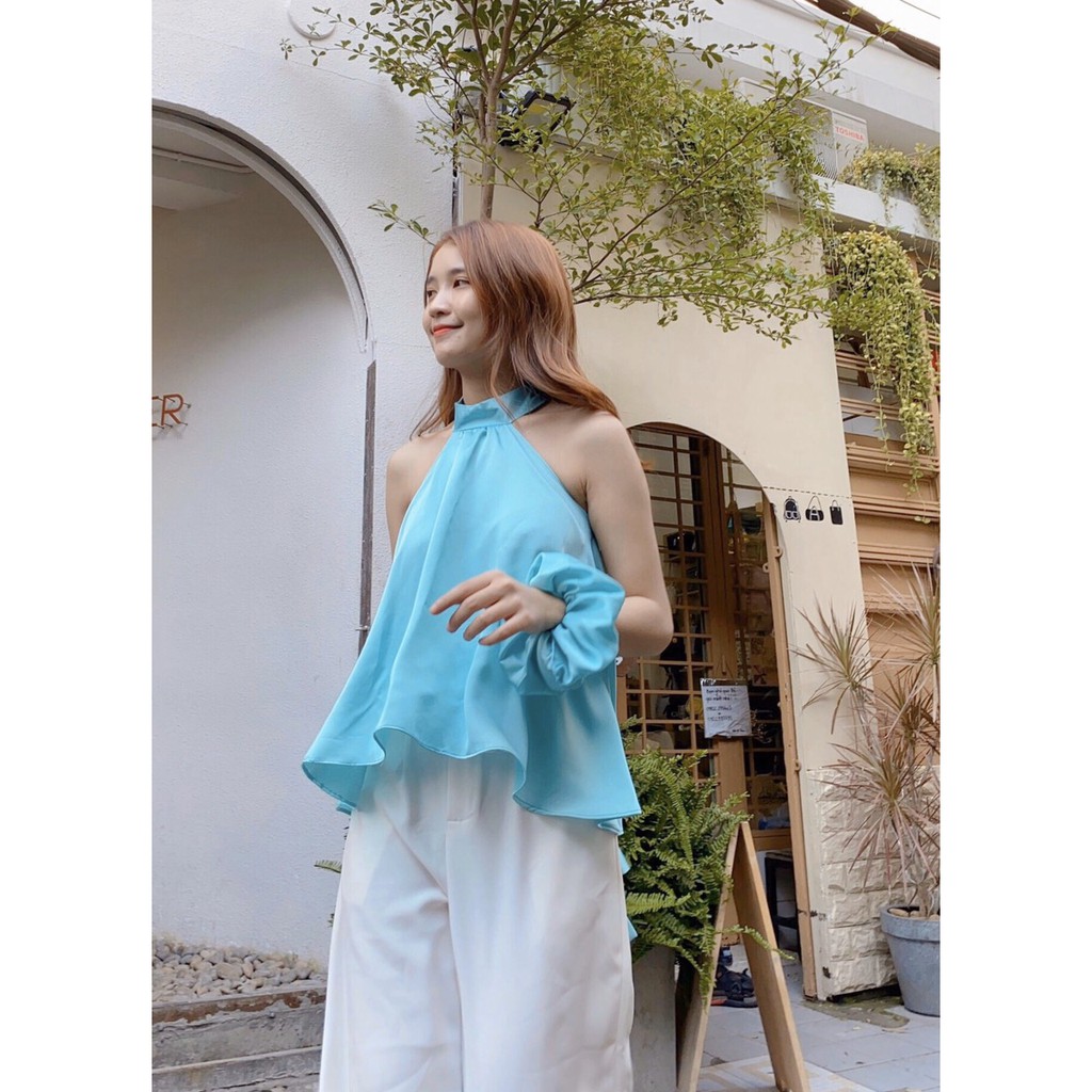 ÁO KIỂU VỈ LỤA SATIN SIZE S,M MÀU VÀNG, XANH | BigBuy360 - bigbuy360.vn