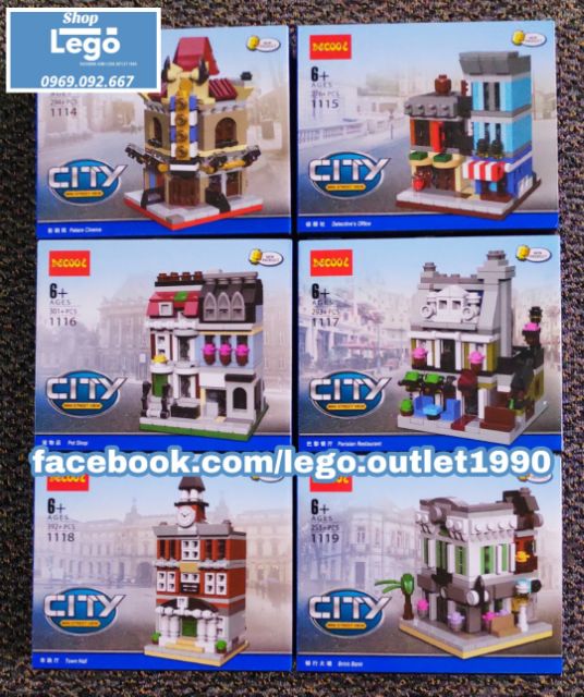 Xếp hình tòa nhà khu phố Pari nước Pháp hoa lệ Streetview Modular Lego Minifigures Decool 1114 1119