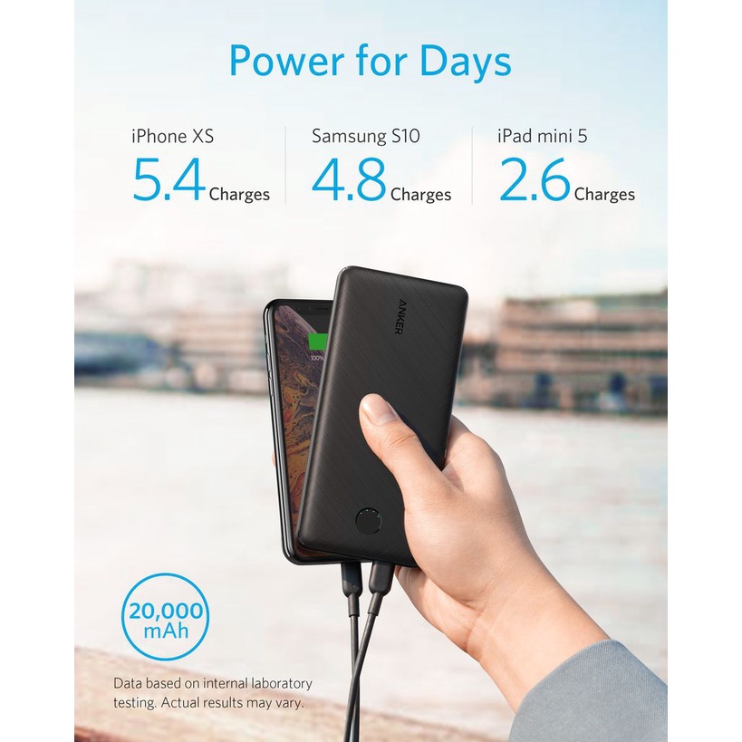 Pin sạc dự phòng Anker A1281 PowerCore Essential PD 20000mAh 18W USB-C Power Delivery + PIQ2.0 Fast Charging