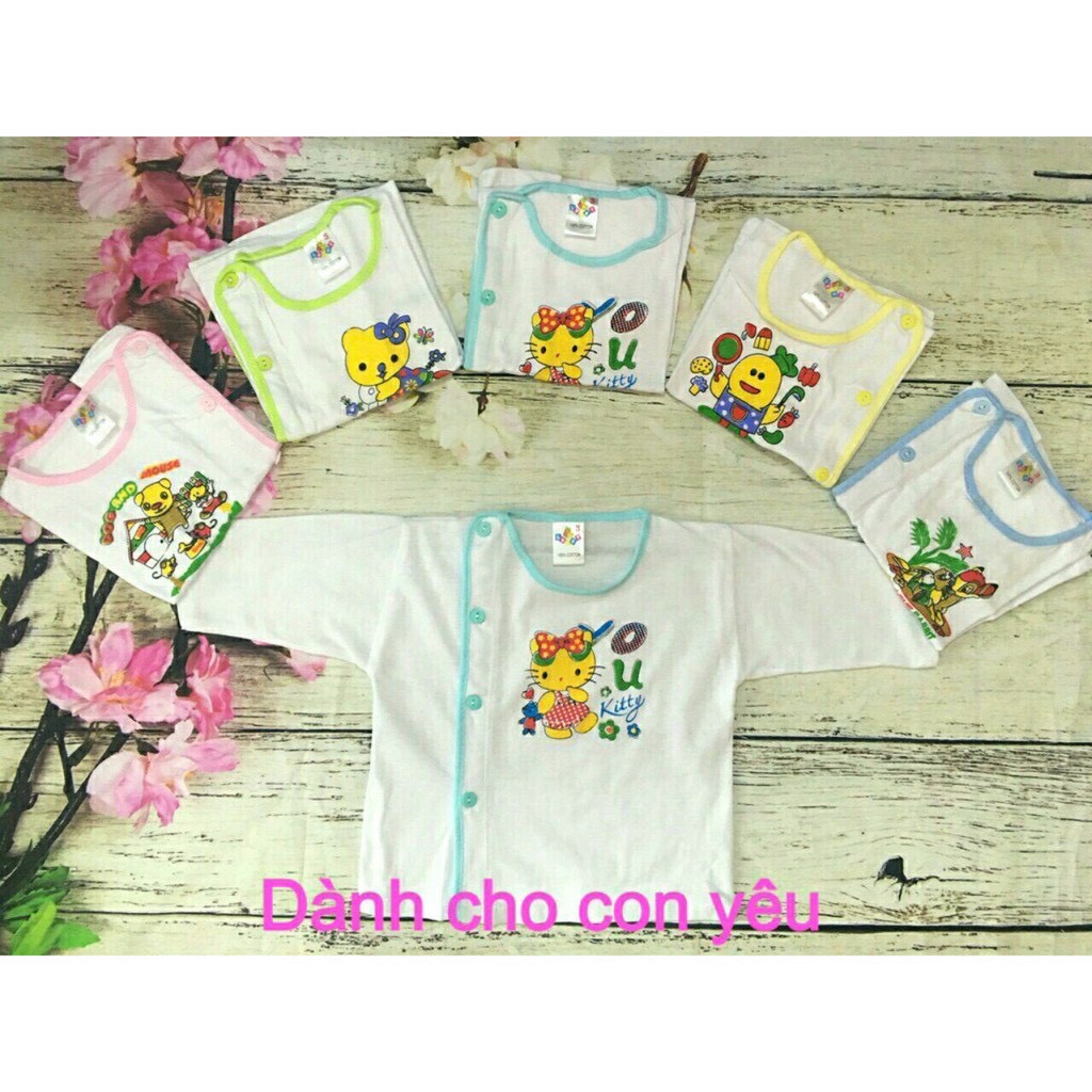 Áo SƠ SINH DÀI TAY KHUY LỆCH chất cotton cho bé yêu thoải mái