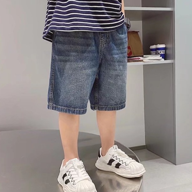 Quần Short Jean Ống Rộng Thời Trang Mùa Hè Dành Cho Bé Trai 3-15 Tuổi