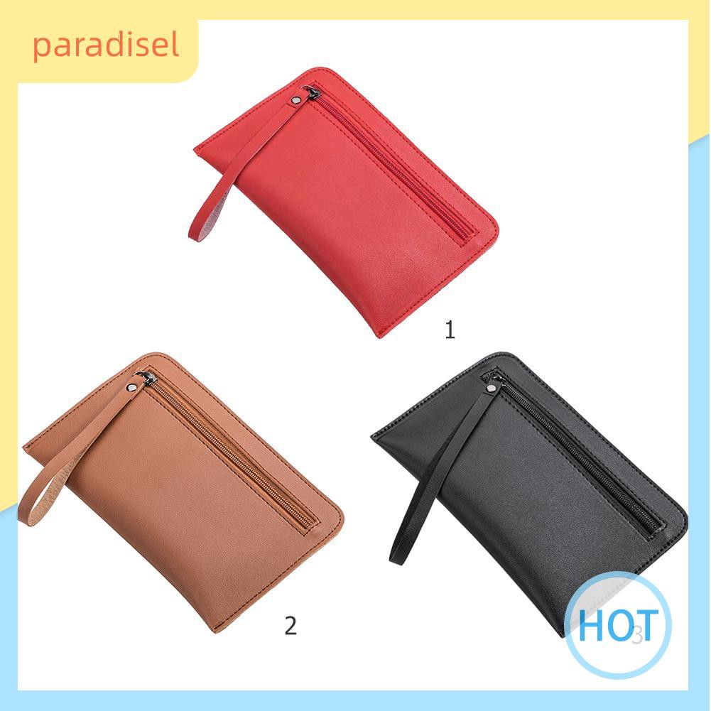 Ví cầm tay da PU mềm mại màu trơn phối khóa kéo sành điệu cho nữ