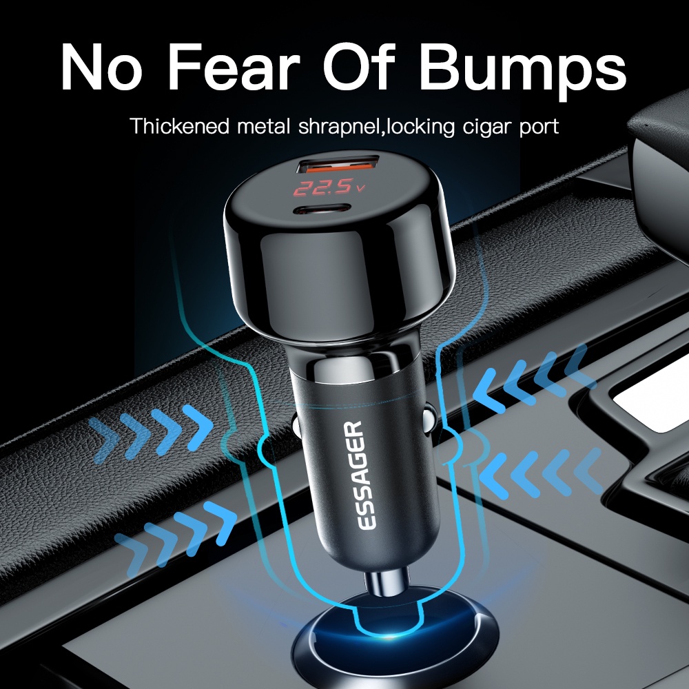 Tẩu sạc nhanh Essager 65w usb cho điện thoại xiaomi samsung kèm màn hình led