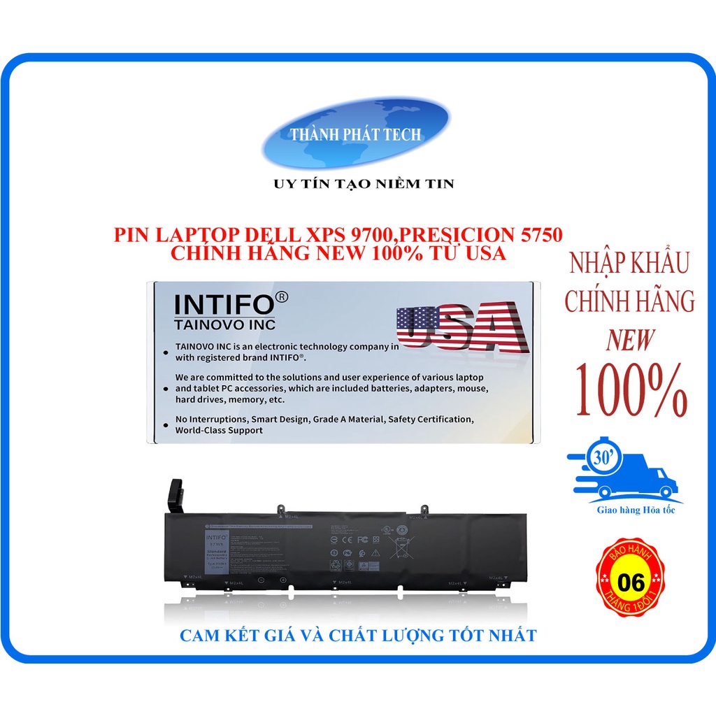 PIN 6 CELL 97WH DELL XPS 9700,9710-PRESICION 5750,5760 NEW 100%