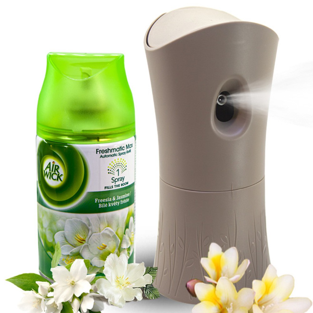 Bộ phun tinh dầu cao cấp Air Wick Freesia & Jasmine 250ml - hương hoa nhài, xịt phòng tự động, thơm phòng, thư giãn