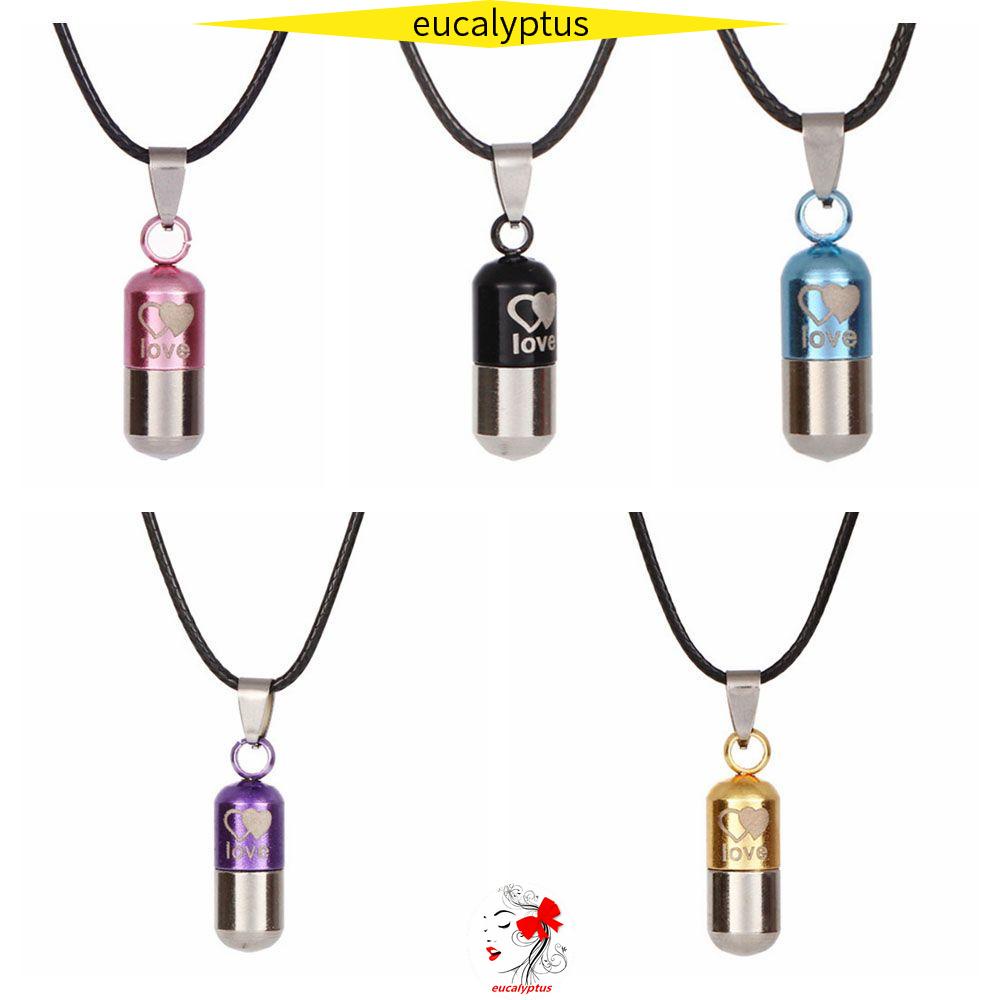 Vòng cổ dây da mặt hình lọ điều ước đựng thuốc hình viên thuốc mini đáng yêu unisex