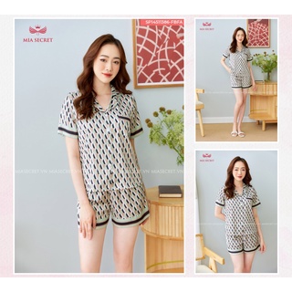 Đồ bộ nữ mặc nhà Mia Secret, đồ ngủ pijama quần đùi lụa tuyết cao cấp mềm mượt MIA11386