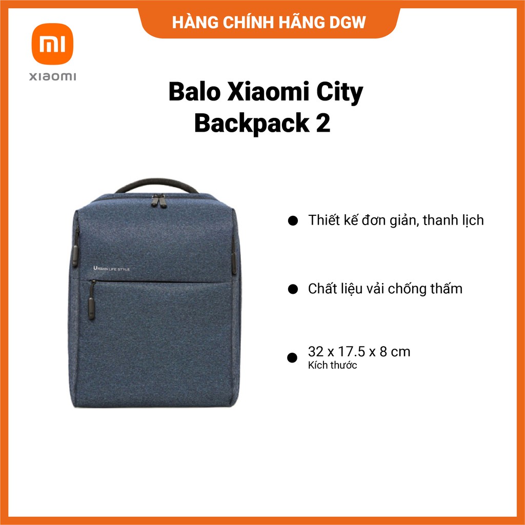 Hàng chính hãng Digiworld | BALO XIAOMI CITY BACKPACK 2 | Thiết Kế Gọn Nhẹ | 15.6 inch | 17L