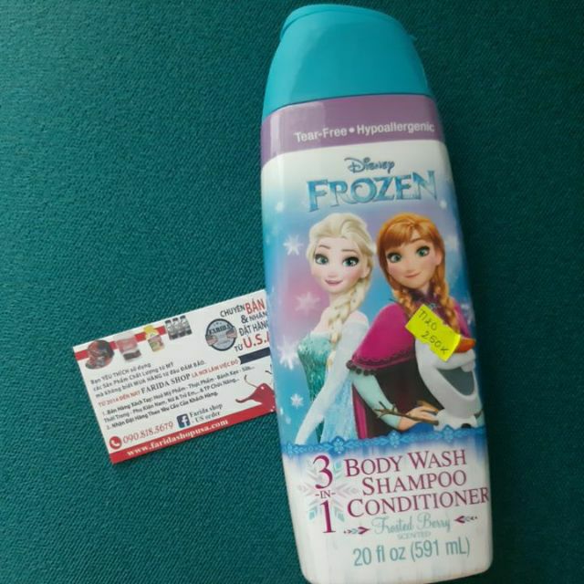 DẦU TẮM GỘI XÃ BÉ CÔNG CHÚA BĂNG GIÁ MÙI BERRY NHẬP MỸ 591ML - 3 in 1 FROZEN mùi trái berry