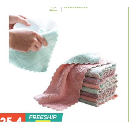 Khăn Lau Chén Bát Đủ Màu Đa Năng Siêu Thấm Hút Sợi Vải